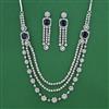 American Diamond Layered Necklace with Rhodium Plating