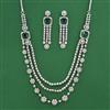 American Diamond Layered Necklace with Rhodium Plating