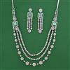American Diamond Layered Necklace with Rhodium Plating