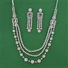 American Diamond Layered Necklace with Rhodium Plating
