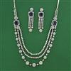 American Diamond Layered Necklace with Rhodium Plating
