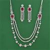 American Diamond Layered Necklace with Rhodium Plating