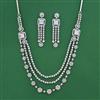 American Diamond Layered Necklace with Rhodium Plating