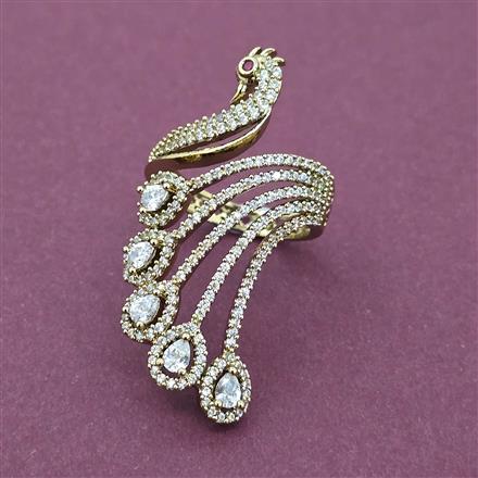 American Diamond Birds Ring with Mehndi Plating