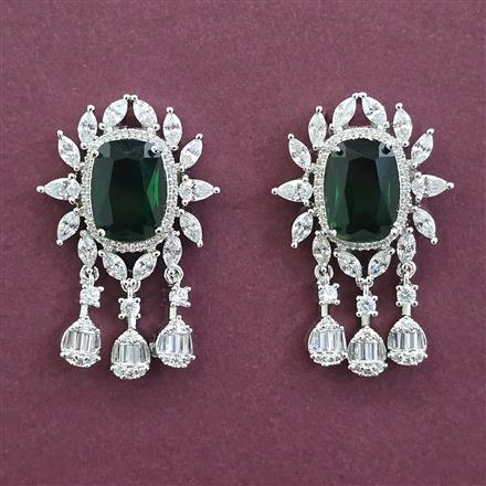 American Diamond Classic Earring with Rhodium Plating