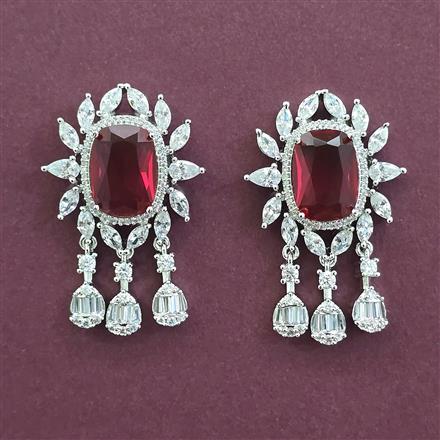 American Diamond Classic Earring with Rhodium Plating