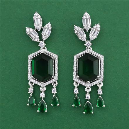 American Diamond Classic Earring with Rhodium Plating