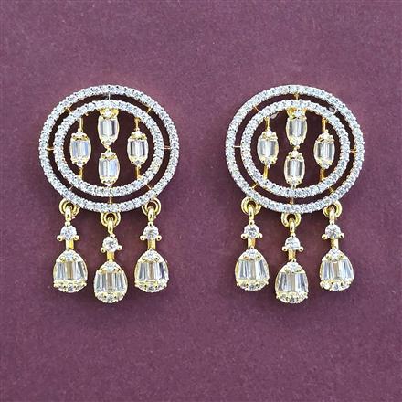 American Diamond Classic Earring with Rhodium Plating 2 Tone Plating Mehndi Plating