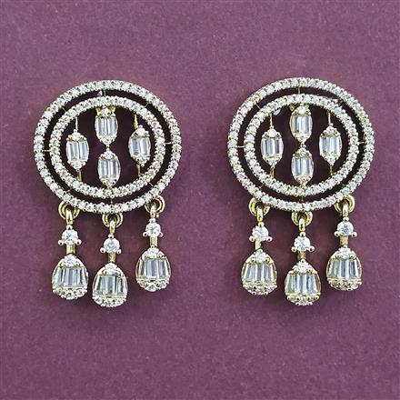 American Diamond Classic Earring with Rhodium Plating 2 Tone Plating Mehndi Plating