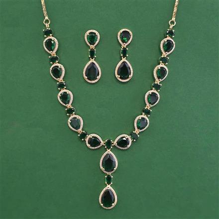American Diamond Classic Necklace with Gold Plating