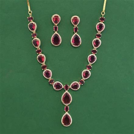 American Diamond Classic Necklace with Gold Plating