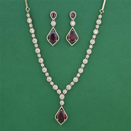 American Diamond Delicate Necklace with Mehndi Plating