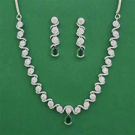 American Diamond Delicate Necklace with Rhodium Plating