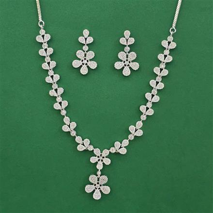 American Diamond Delicate Necklace with Rhodium Plating 2 Tone Plating Mehndi Plating
