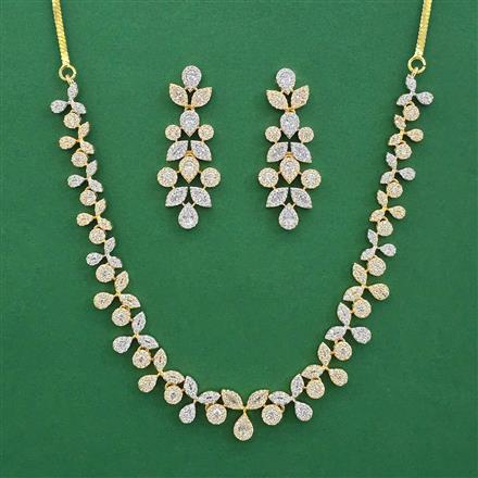American Diamond Delicate Necklace with Rhodium Plating 2 Tone Plating Mehndi Plating
