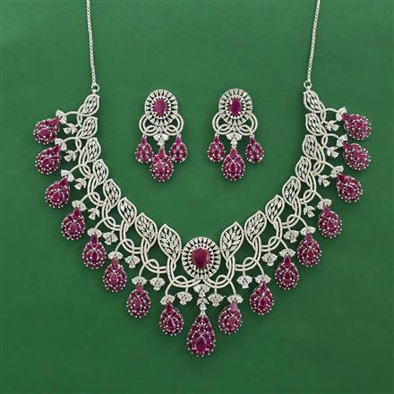 American Diamond Classic Necklace with Rhodium Plating