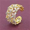 American Diamond Adjustable Ring with Rhodium Plating 2 Tone Plating Mehndi Plating