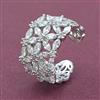 American Diamond Adjustable Ring with Rhodium Plating 2 Tone Plating Mehndi Plating