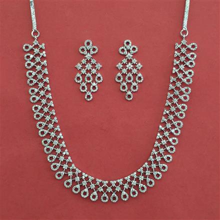 American Diamond Classic Necklace With 2 Tone Plating Mehndi Plating Rhodium Plating
