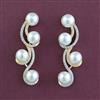 American Diamond Pearl Earring with Rhodium Plating 2 Tone Plating