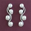 American Diamond Pearl Earring with Rhodium Plating 2 Tone Plating