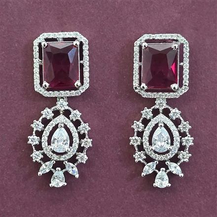 American Diamond Classic Earring with Rhodium Plating