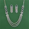American Diamond Layered Necklace with Rhodium Plating