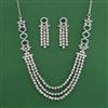 American Diamond Layered Necklace with Rhodium Plating