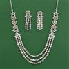 American Diamond Layered Necklace with Rhodium Plating