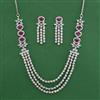 American Diamond Layered Necklace with Rhodium Plating