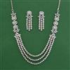 American Diamond Layered Necklace with Rhodium Plating