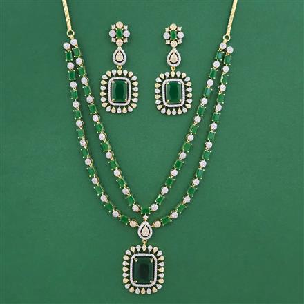American Diamond Layered Necklace with 2 Tone Plating
