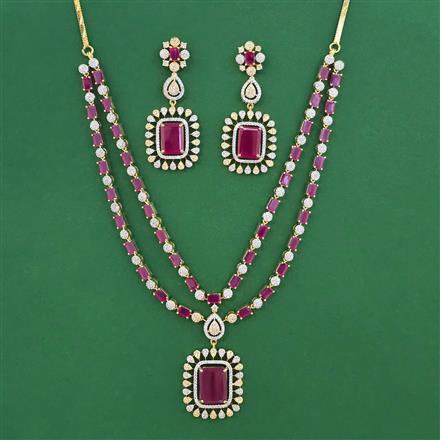 American Diamond Layered Necklace with 2 Tone Plating