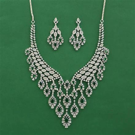 American Diamond Classic Necklace with Rhodium Plating