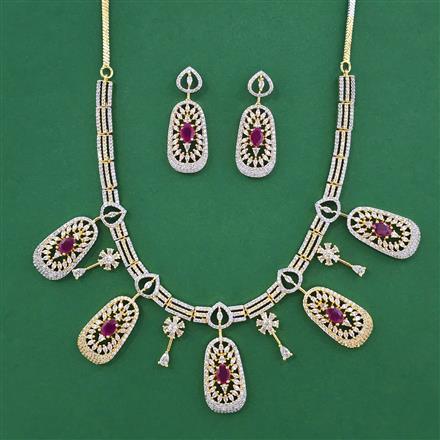 American Diamond Classic Necklace with 2 Tone Plating