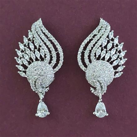 American Diamond Classic Earring with Rhodium Plating 2 Tone Plating Mehndi Plating