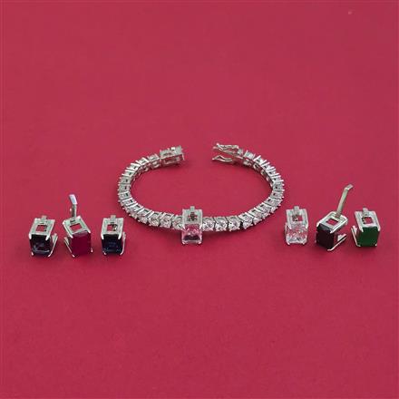 American Diamond Openable Bracelet with Rhodium Plating 2 Tone Plating