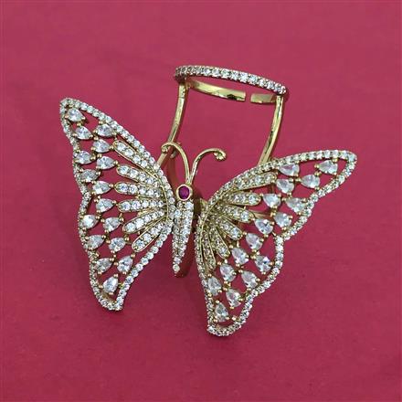 American Diamond Birds Ring with Mehndi Plating