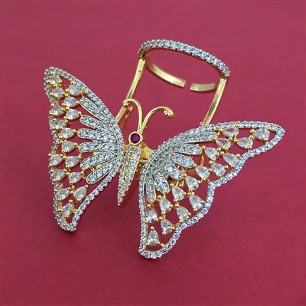 American Diamond Birds Ring with 2 Tone Plating