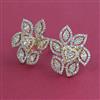American Diamond Adjustable Ring with Rhodium Plating 2 Tone Plating Mehndi Plating