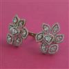 American Diamond Adjustable Ring with Rhodium Plating 2 Tone Plating Mehndi Plating