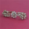 American Diamond Adjustable Ring with Rhodium Plating 2 Tone Plating Mehndi Plating