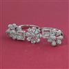 American Diamond Adjustable Ring with Rhodium Plating 2 Tone Plating Mehndi Plating
