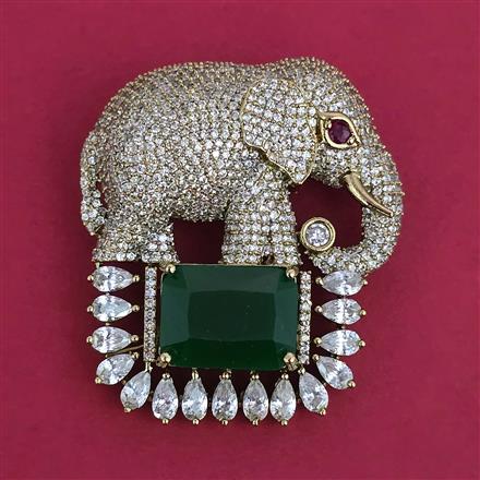 American Diamond Classic Brooch with Mehndi Plating