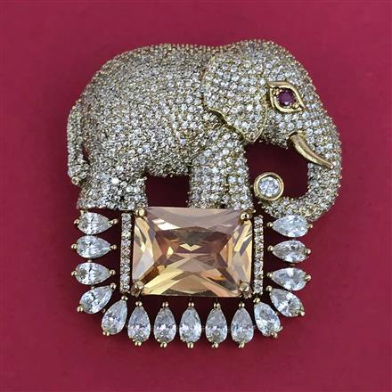 American Diamond Classic Brooch with Mehndi Plating