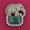 American Diamond Classic Brooch with Mehndi Plating