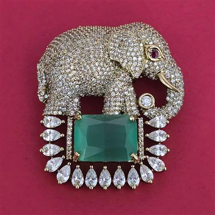 American Diamond Classic Brooch with Mehndi Plating