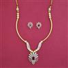 American Diamond Pearl Pendant Set with 2 Tone Plating