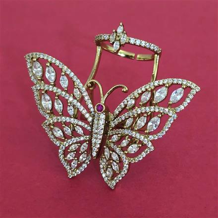 American Diamond Birds Ring with Mehndi Plating