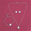 American Diamond Combo Pendant Set with Rhodium Plating 2 Tone Plating